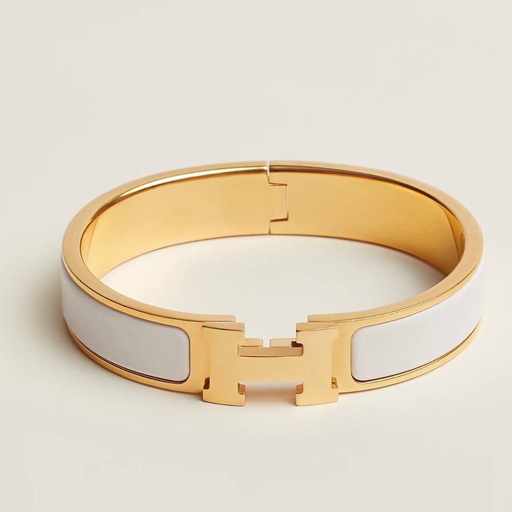 HERMES BRACELET WHITE/GOLD
